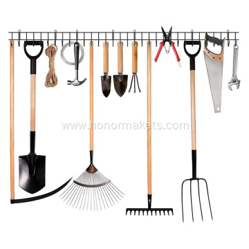 Garden Tool Rack Garage Tool Organizer Wall Mount Holder Heavy-Duty Hook Wall Storage Rack Holds Garden Tools